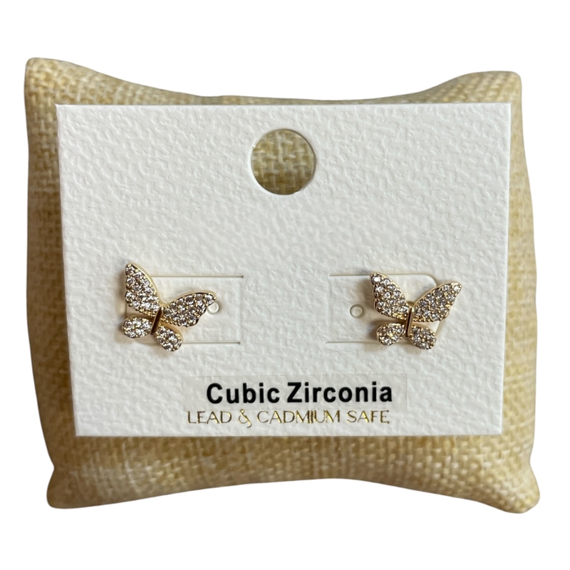 ME9297 CUBIC ZIRCONIA BUTTERFLY STUD EARRINGS