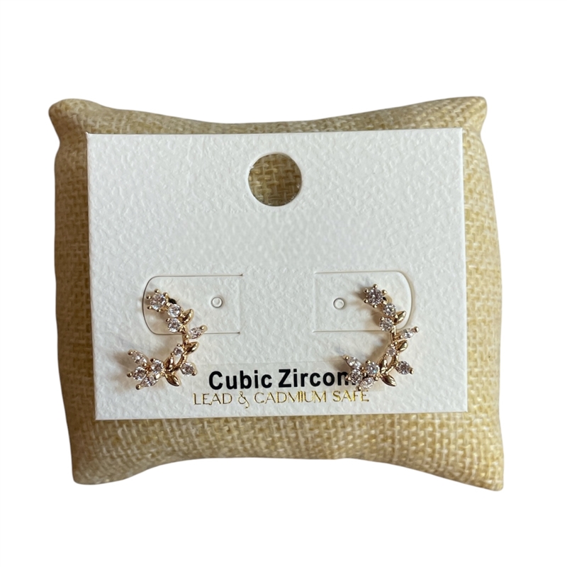 ME9305 CUBIC ZIRCONIA FLORAL STUD EARRINGS