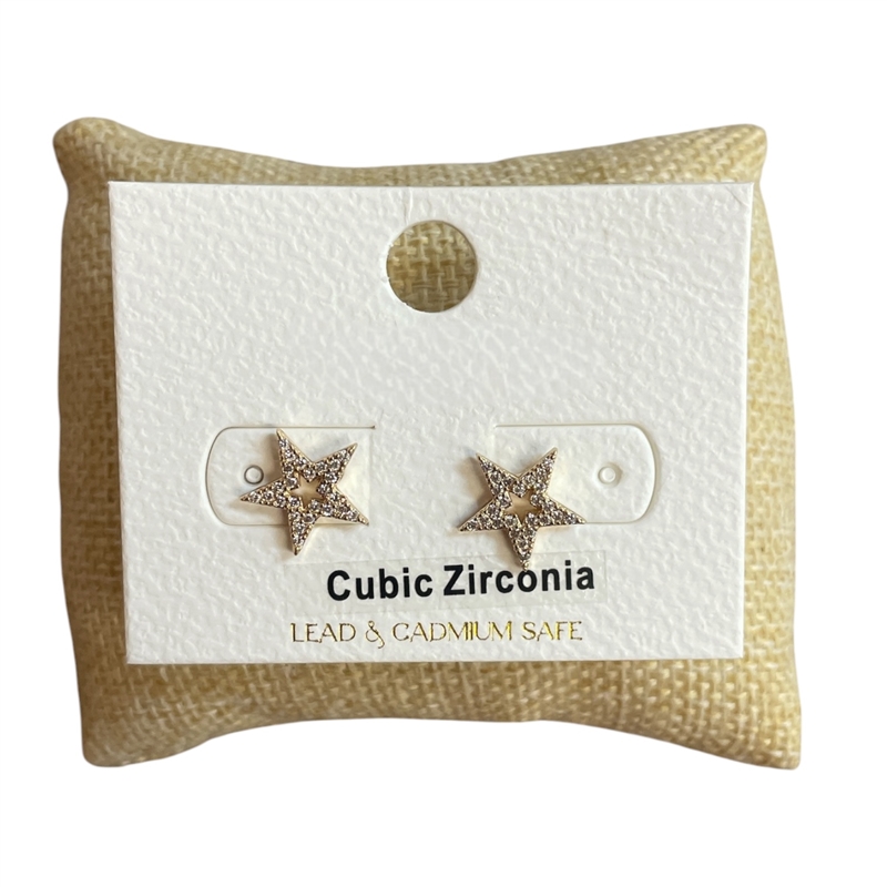 ME9314 CUBIC ZIRCONIA STAR STUD EARRINGS