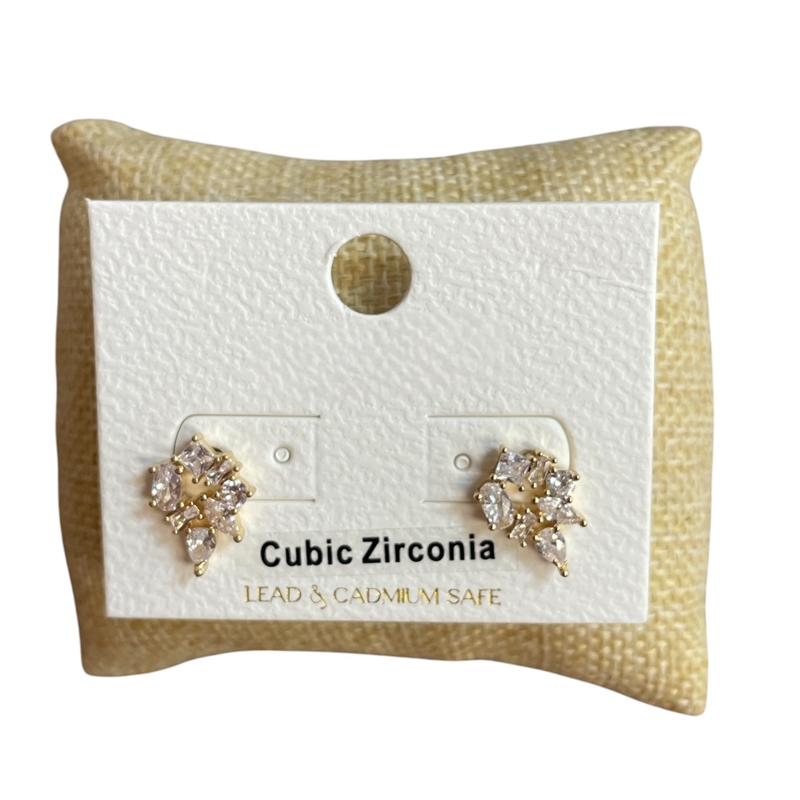 ME9315 CUBIC ZIRCONIA BAGUETTE CLUSTER STUD EARRINGS