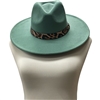 MH0047TB TEAL BLUE LEOPARD STRAP 100% POLYESTER PANAMA HAT
