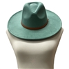 MH0053BT  BLUE TEAL BROWN STRAP 100% POLYESTER PANAMA HAT