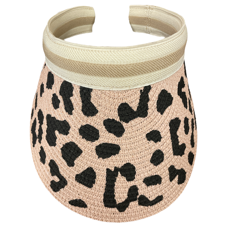 MH0065 55% PAPER 45% POLYESTER LEOPARD PRINT OPEN TOP SUN HAT