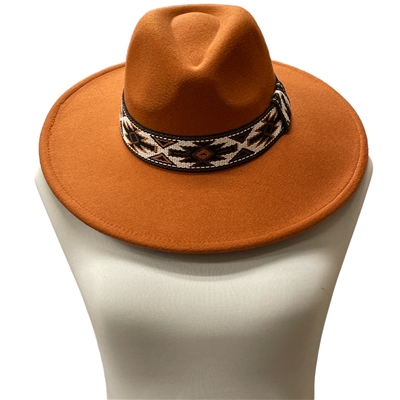 MH0086RT RUSTIC AZTEC STRAP 100% POLYESTER PANAMA HAT