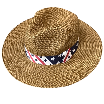MH0097  SUMMER PANAMA HAT FLAG STRAW  ONE SIZE 100% PAPER