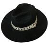 MH0108  SUMMER PANAMA HAT BLACK & WHITE  STRAW ONE SIZE 100% PAPER