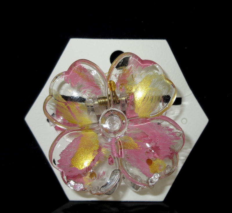 MH0271-2 CLEAR PINK FLOWER HAIR CLIP