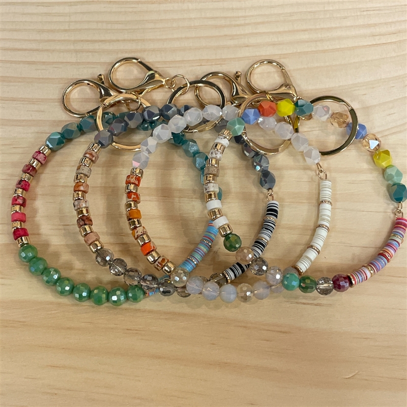 MK622B YELLOW MULTI COLOR CRYSTAL BEADED  KEY RING