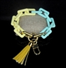 MK719-1 YELLOW/AQUA MATTE SQUARE ACRYLIC BRACELET KEYCHAIN