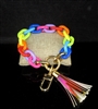 MK723 BRIGHT MULTI COLOR ACRYLIC BRACELET KEYCHAIN