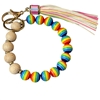 MK778 WOODEN RAINBOW MULTI COLOR KEY RING