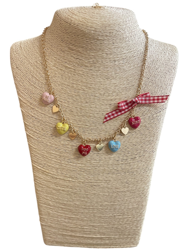 ML02  MULTI COLOR HEART SHORT NECKLACE