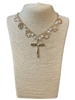 MN15101 PEARL & CROSS MULTI CHARMS GOLD NECKLACE