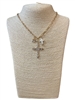 MN1513 GOLD RHINESTONE CROSS & PEARL CHARM NECKLACE