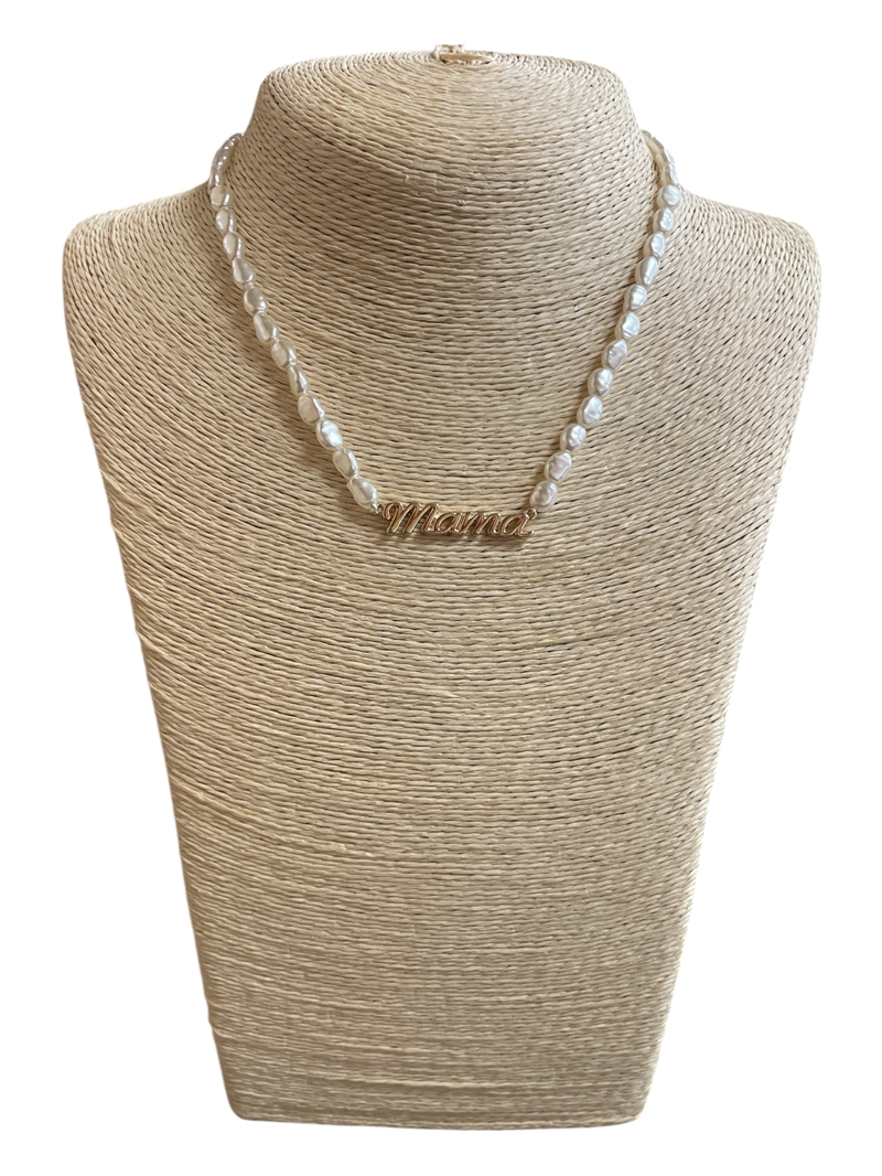 MN4234  GOLD MAMA  PEARL SHORT  NECKLACE