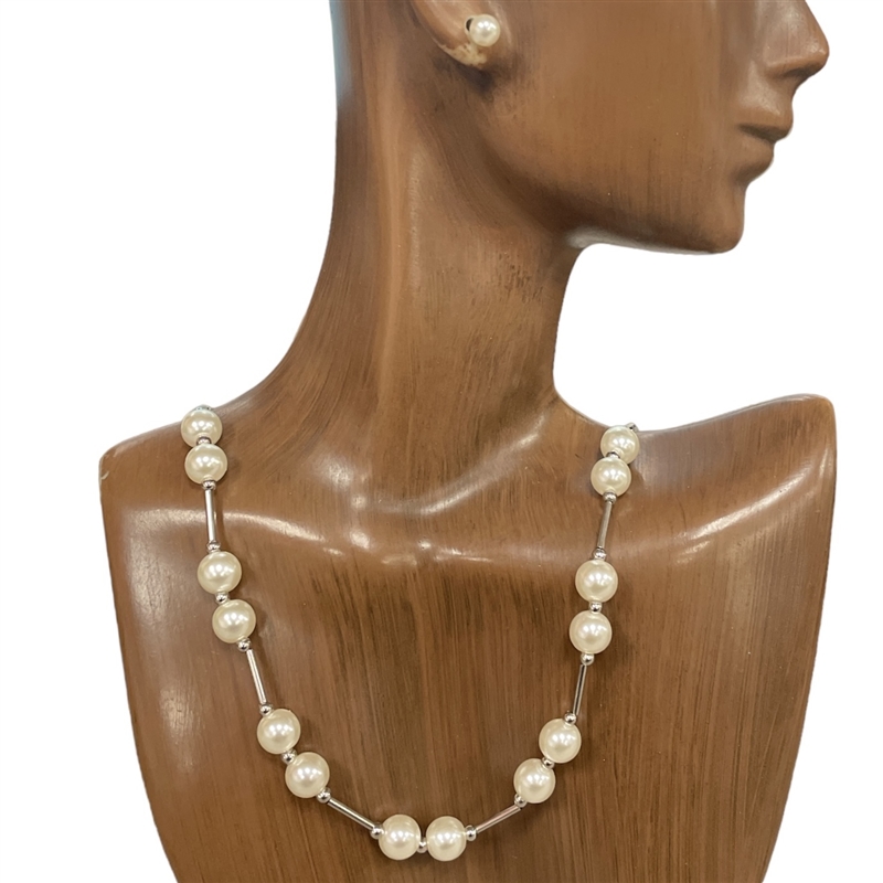 MN4283 FRESH WATER PEARL EARRING & NECKLACE SET