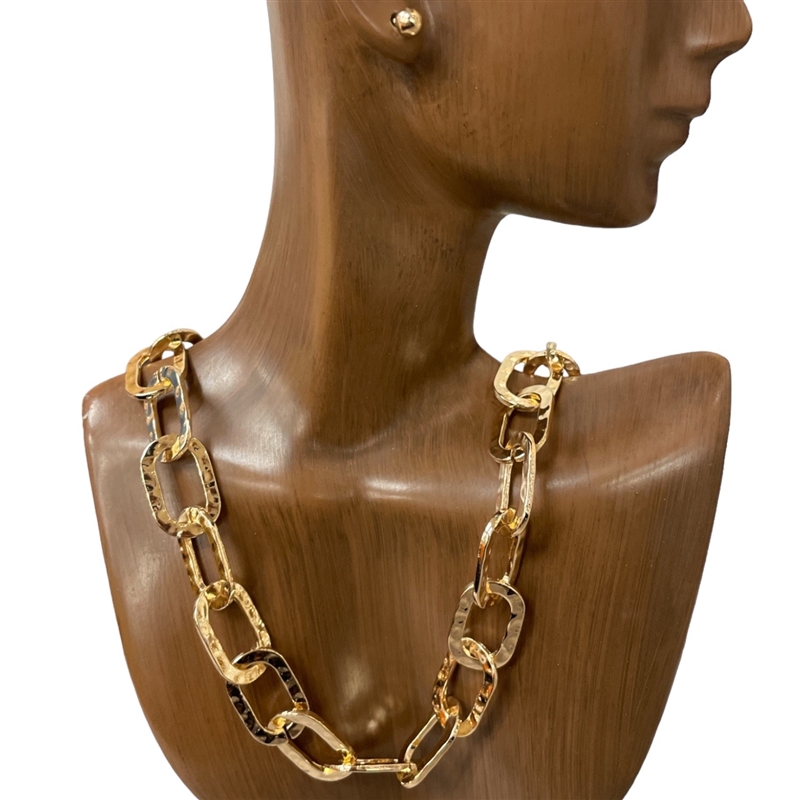 MN7045  HAMMERED CHAIN  SET NECKLACE