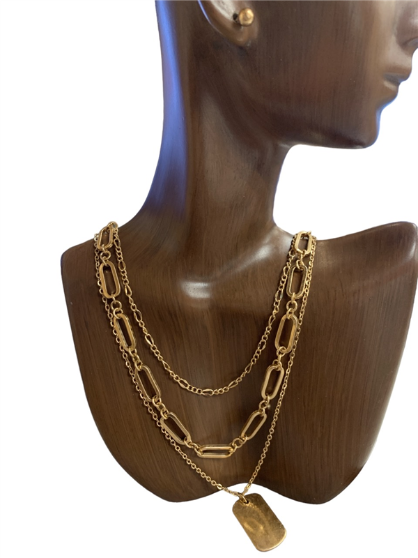 MN7049 MULTI LAYERED CHAIN SET  NECKLACE