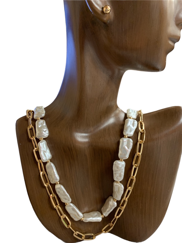 MN7050 CHAIN  WITH PEARL SET NECKLACE