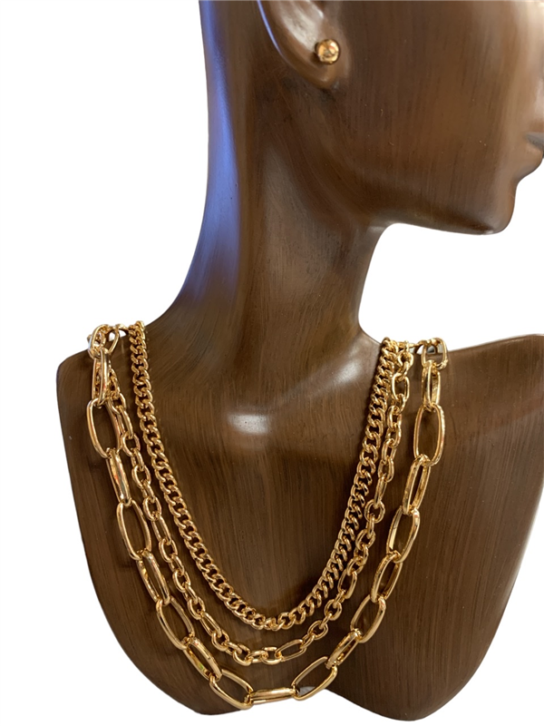 MN7078 ''19'' MULTI LAYERED CHAIN NECKLACE