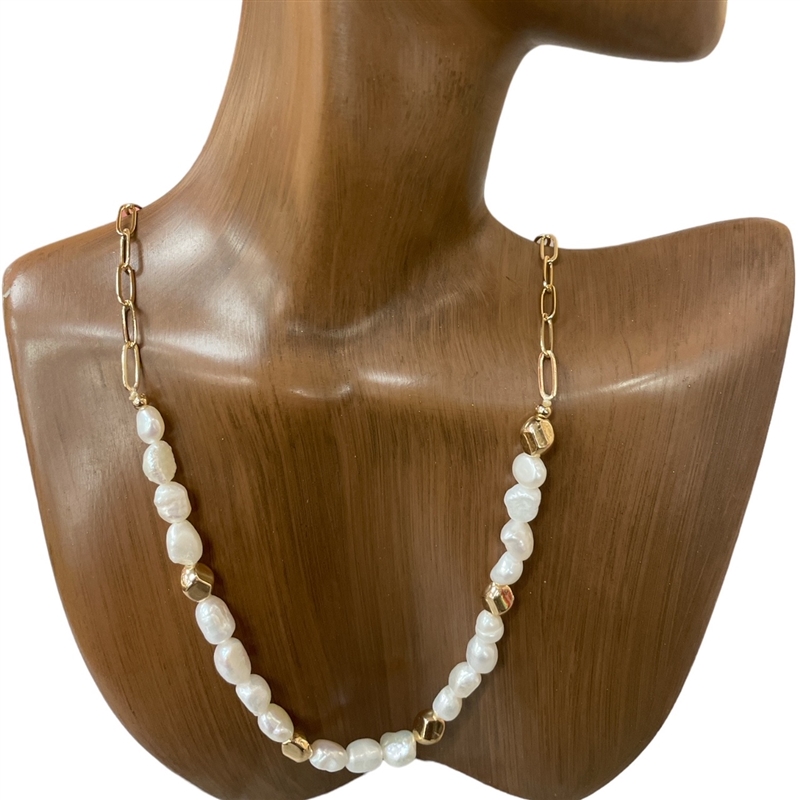 MNE7682 16''  FRESH WATER PEARL SHORT NECKLACE