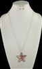 MNE7404 PINK SNAKE SKIN STAR 32" GOLD NECKLACE