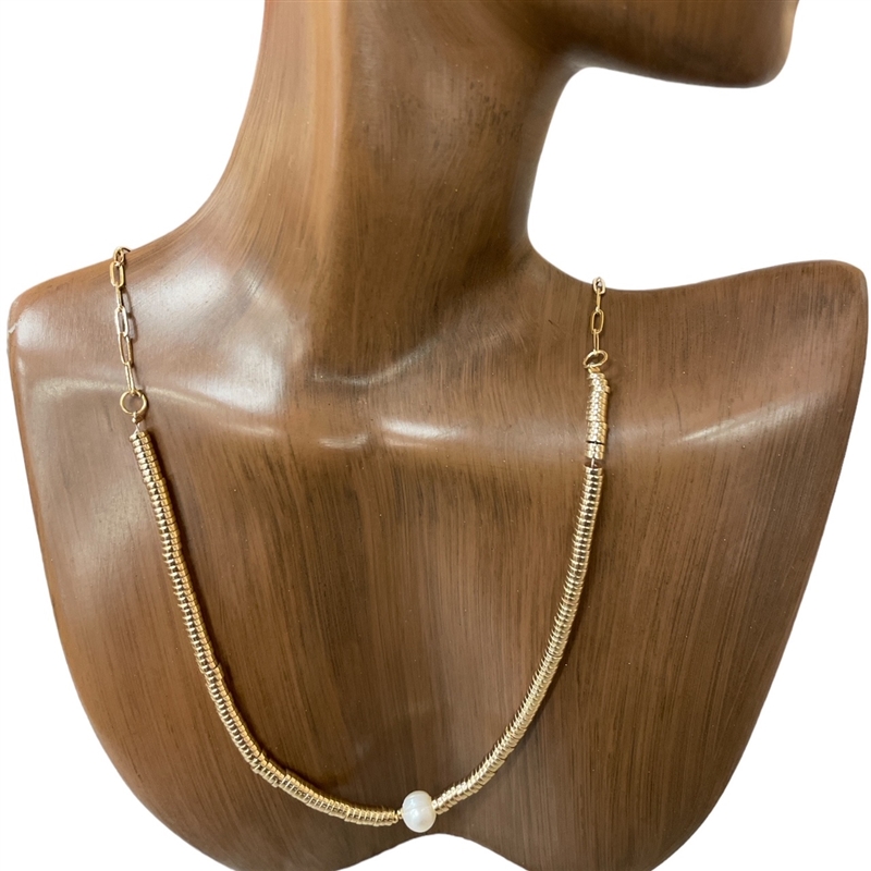 MNE7711 ANTIQUE FRESH WATER PEARL SHORT NECKLACE