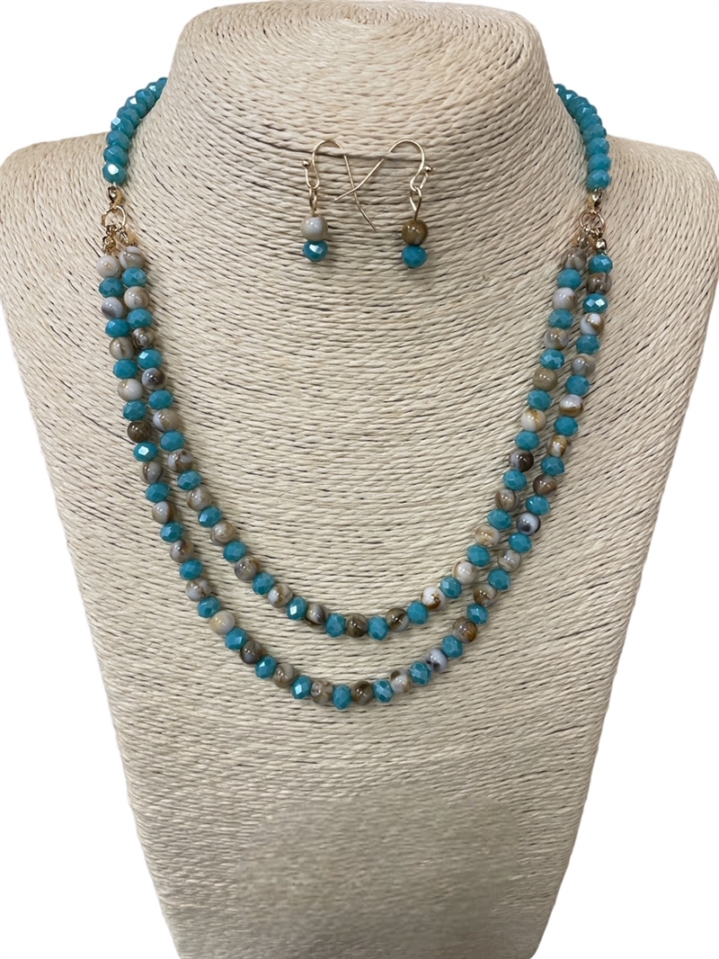 MNE8032 CRYSTAL BEADED  SHORT SET NECKLACE