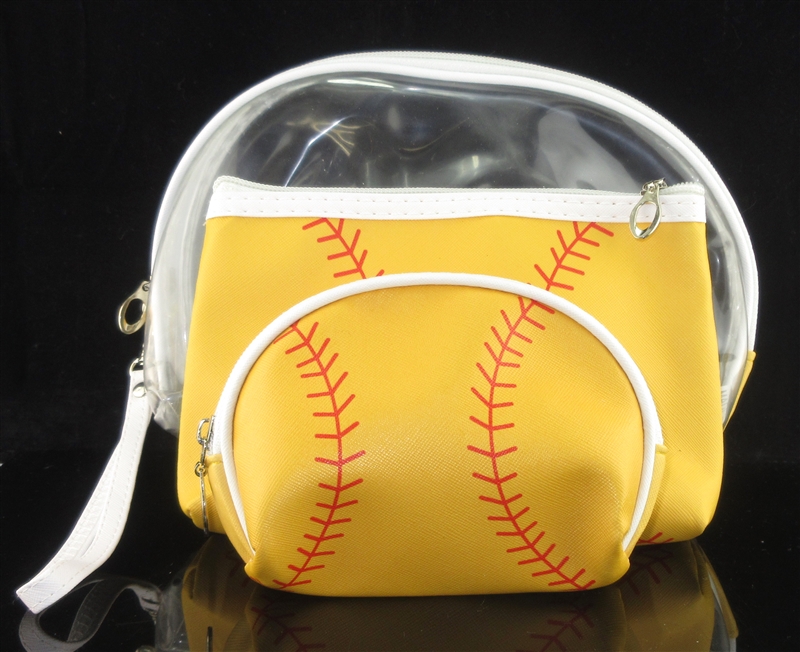 MP0108 CLEAR & SOFTBALLL MAKE UP BAG SET OF 3