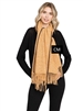 MS0322 TAN TEXTURED SOLID FRINGE SCARF