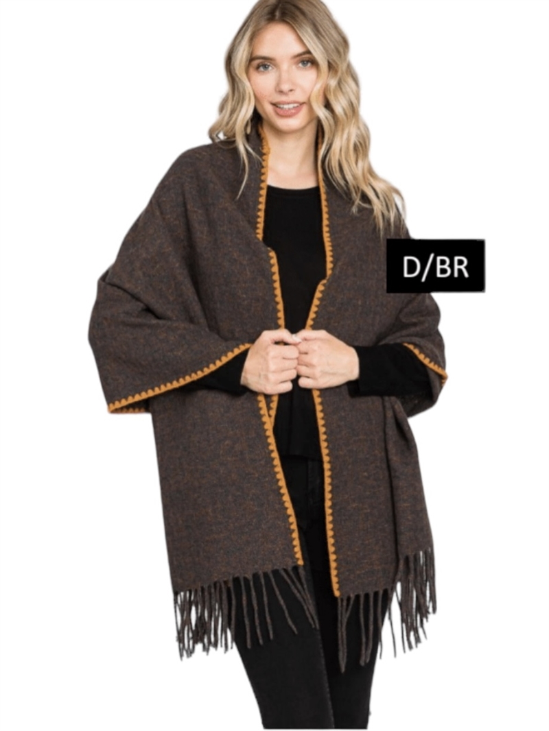 MS0322 BROWN TEXTURED SOLID FRINGE SCARF