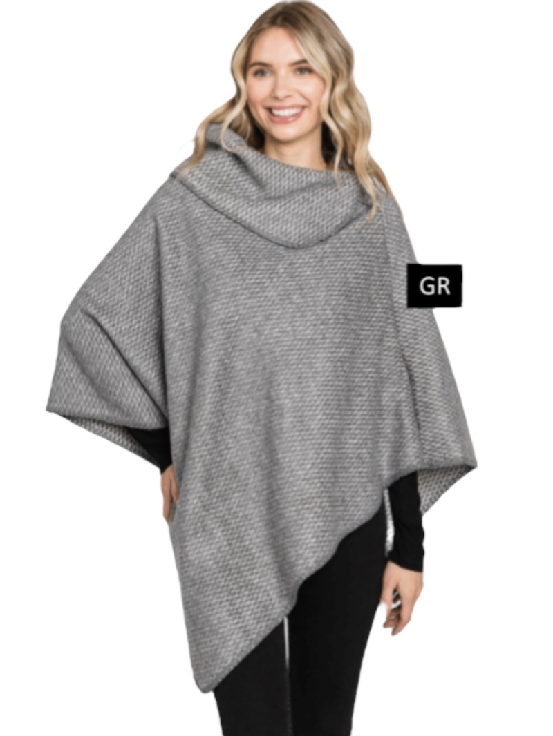 MS0330GY  GRAY HIGH NECK PONCHO
