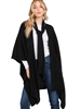 MS0335BK  BLACK CAPE WITH ATTACHED SCARF WITH NECKLINE TIE