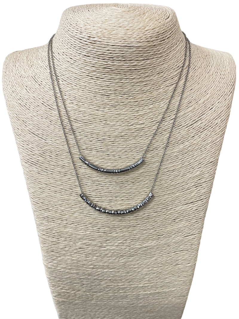 N-4709  MULTI LAYERED BAR SHORT NECKLACE