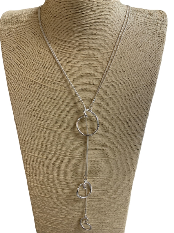 N011553 HEART SHAPE HAMMERED  SILVER NECKLACE