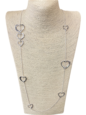 N011932 SILVER HEARTS SNAKE CHAIN NECKLACE