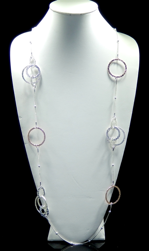 N012000-2 SNAKE CHAIN CIRCLES NECKLACE