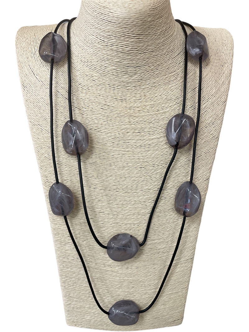 N012427 ACRYLIC STONE MUTI LAYERED NECKLACE