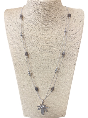 N013106 SILVER BEADED SNAKE CHAIN NECKLACE