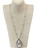 N013240-2 TEARDROP PEARL IN CENTER SNAKE CHAIN NECKLACE