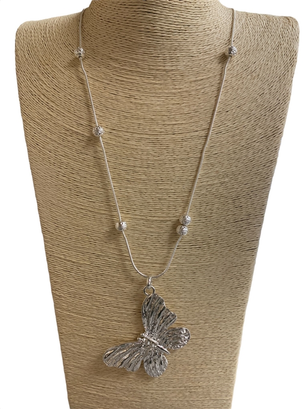 N013420-1 BUTTERFLY SILVER NECKLACE