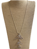 N013432-1 SILVER  DRAGONFLY  SNAKE CHAIN LONG NECKLACE