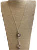 N013434 TWO TONE CIRCLE  PEARL IN CENTER SNAKE CHAIN NECKLACE