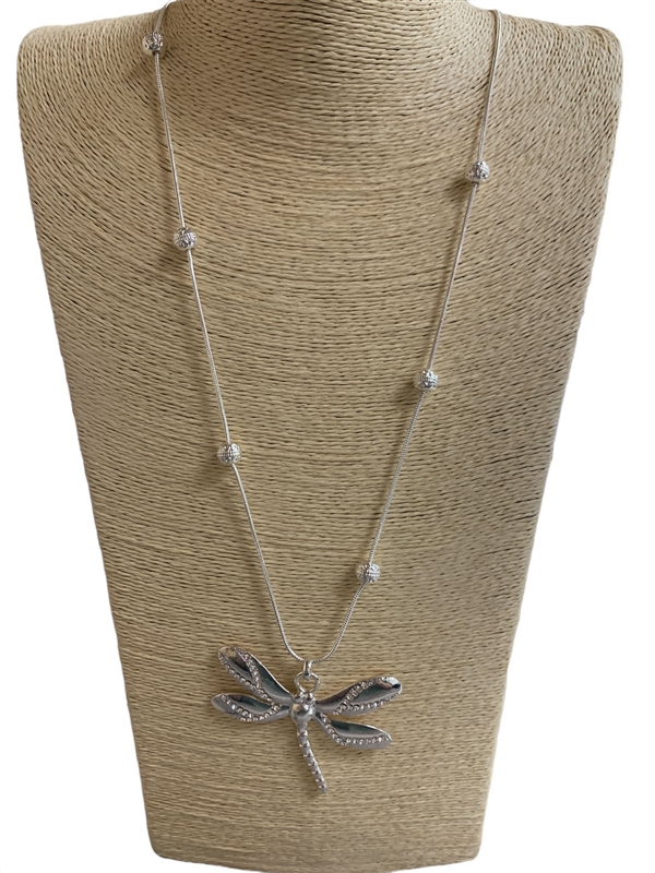N013460 DRAGONFLY SILVER NECKLACE