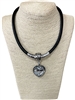 N013468  CRYSTAL STONE HEART IN CENTER MAGNETIC SHORT NECKLACE