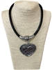 N013468HT  SILVER HEART MAGNETIC SHORT NECKLACE