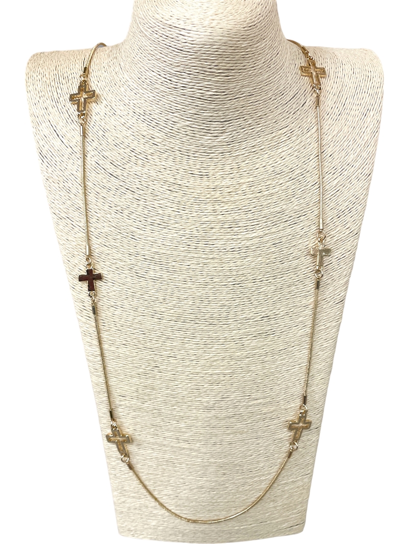N013514  SMALL CROSS  SNAKE CHAIN NECKLACE