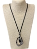 N013526 TWISTED OVAL SMALL OWL IN CENTER LONG NECKLACE