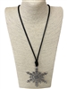 N013551 SILVER SNOWFLAKE LONG NECKLACE
