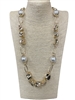 N013553  GEOMETRIC & PEARL  LONG NECKLACE